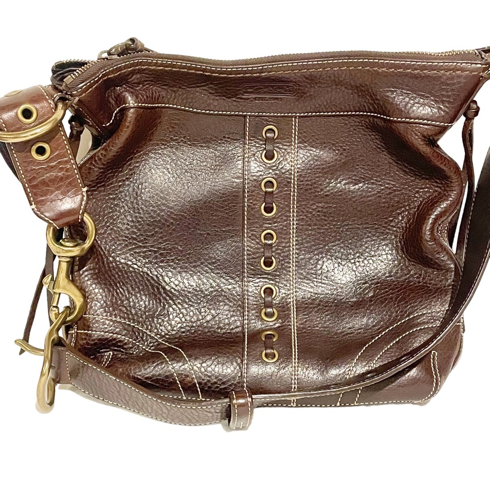 COACH 10399 Vintage Chelsea Rich Brown Pebbled Leather Shoulder Bag Crossbody
